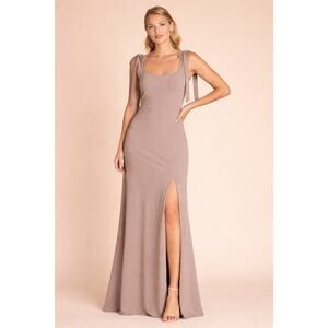 Birdy Grey Alex Convertible Dress Crepe Womens Small Taupe Bridesmaid Formal